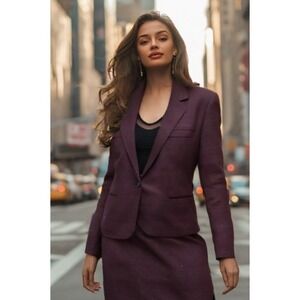 80s 90s Redwood Ross Wool Midi Skirt Suit Size Large 12 Glen Check Made USA Wine